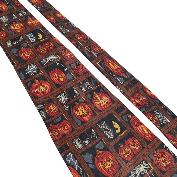 Vintage Keith Daniels 199 Pumpkins Version 2 Halloween Necktie Jack O Lanterns - Picture 2 of 5
